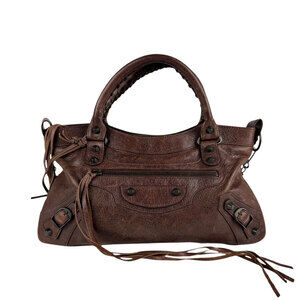 Balenciaga The First Leather Shoulder Bag Brown